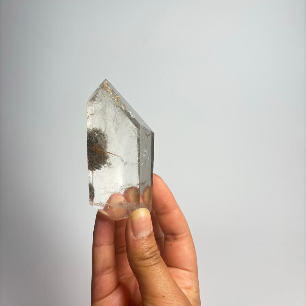 Natural Garden Quartz Crystal Free Form with Multi-Mineral Phantoms